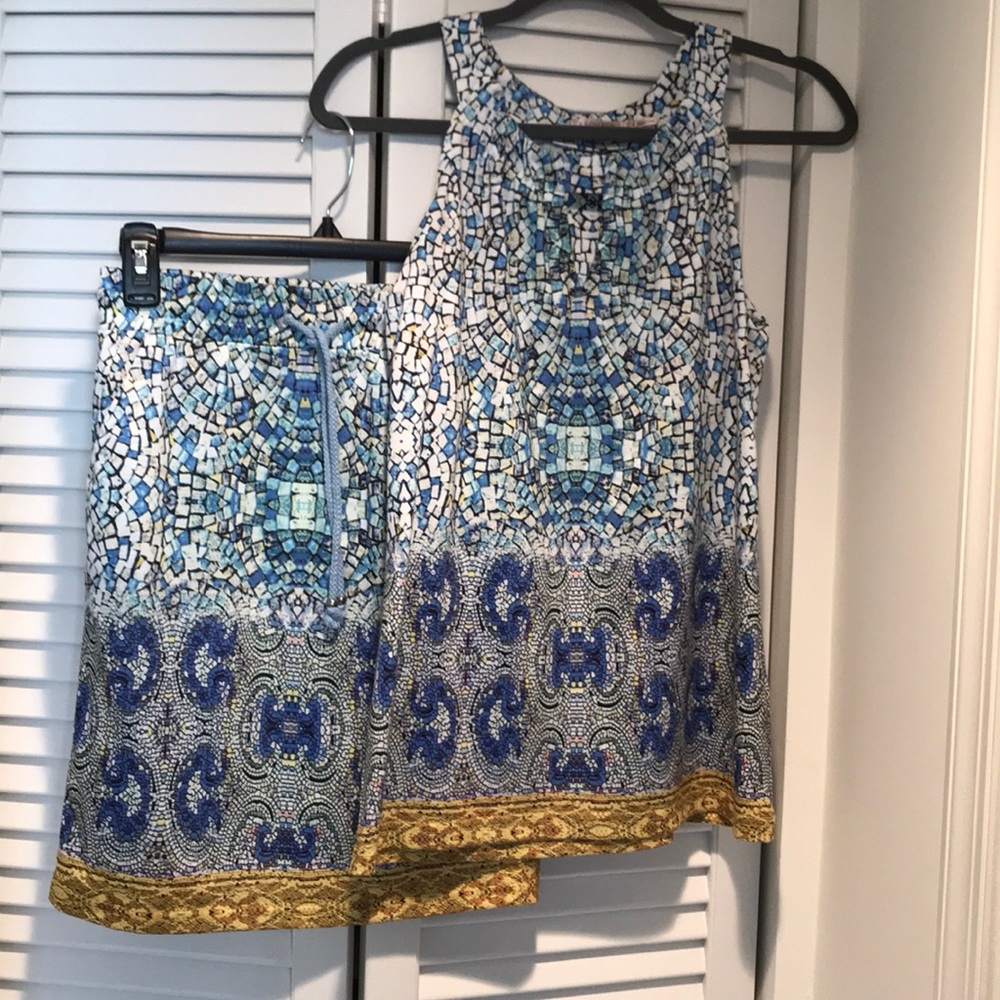 Esqualo Print Top with Matching Skirt